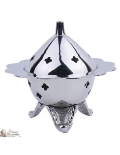 Censer carved flower - silver color metal