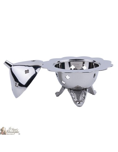 Censer carved flower - silver color metal