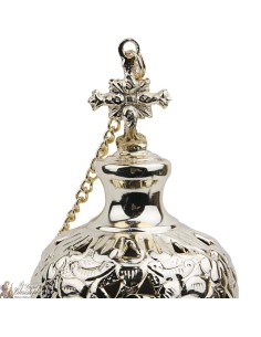 Goldenes Räuchergefäß, geschnitzt mit Kreuzen - Höhe: 18 cm 2