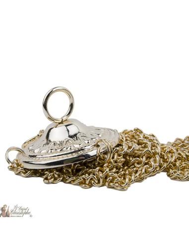 Incensario de oro, labrada con cruces - Altura: 18 cm