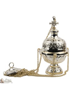 Incensario de oro, labrada con cruces - Altura: 18 cm