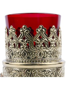 Kandelaar rood met goud metalen voet 2