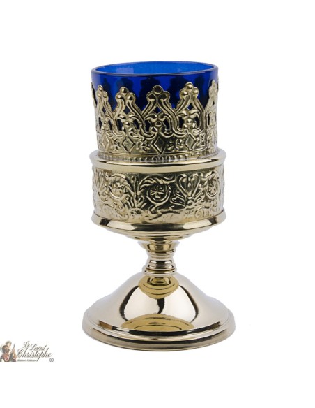 Rojo Candelabro con base de metal de oro