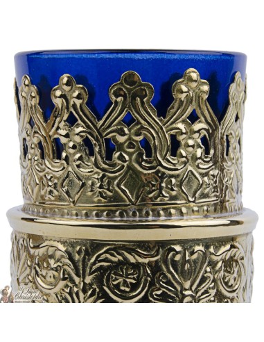 Kerzenständer rot mit goldener Metallbasis 