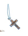 Collier Cordon avec Croix en bois - Bleu
