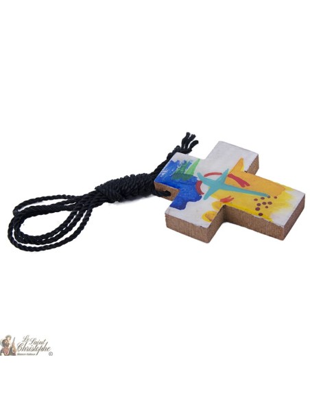 Pendentif croix du mexique en bois 