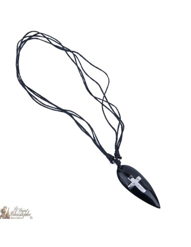 Collier cordon planche de surf avec croix