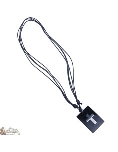 cavo collana - piastra nera con croce