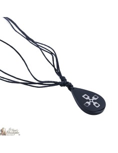 Necklace cord - oval pendant with cross 2