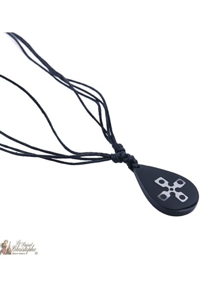 cuerda del collar - colgante transversal ovalada