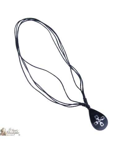 Necklace cord - oval pendant with cross