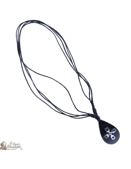 Necklace cord - oval pendant with cross