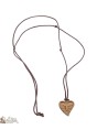 Cord Necklace - Wood Heart with Tau Sign