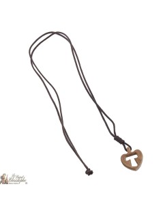 koord halsketting - Wooden Heart ondertekenen met Tau