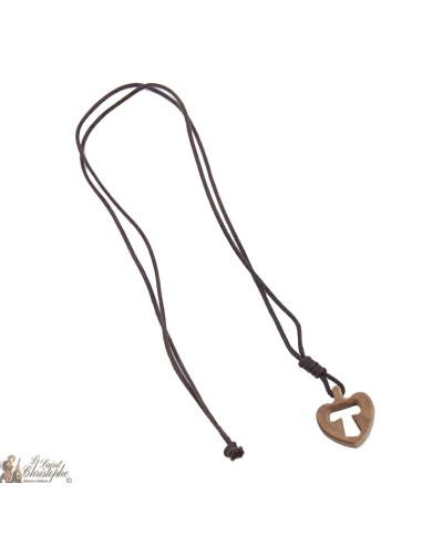 Band Halskette - Wooden Heart Schild mit Tau