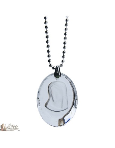 Pendentif de la Vierge en verre transparent 