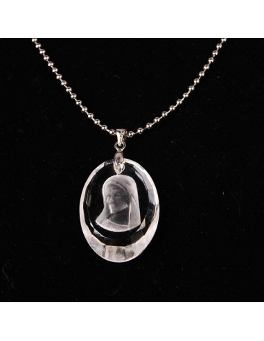 Colgante de vidrio transparente Virgen