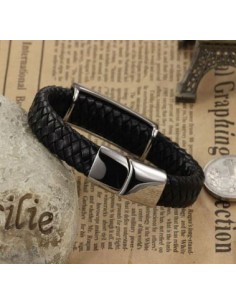 Cinturino in pelle e metallo inossidabile con croce 2