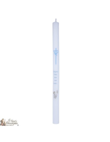 Comunión Vela amarillento o blanco - 40cm - paloma azul