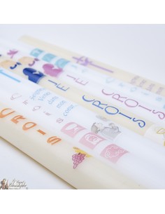 Comunione Candela Beige o bianco - 40 centimetri - colomba rosa 2