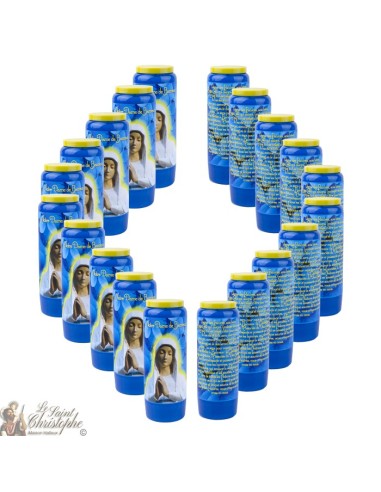 Velas Novena azul a Nuestra Señora de Banneux modelo 2 - Oración francés