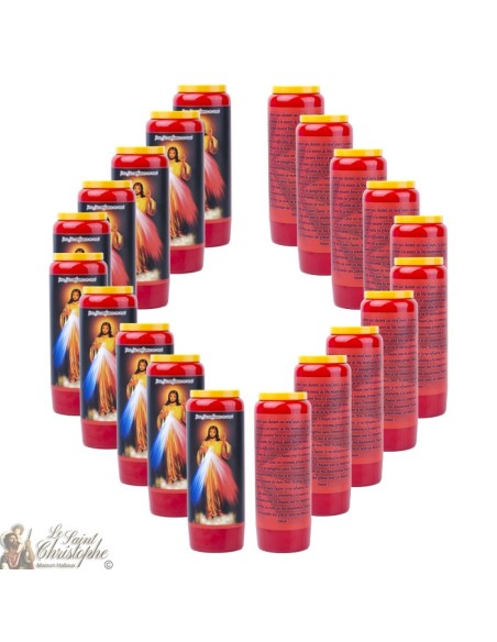 Bougies Neuvaines rouges au Christ Miséricordieux - prière allemand