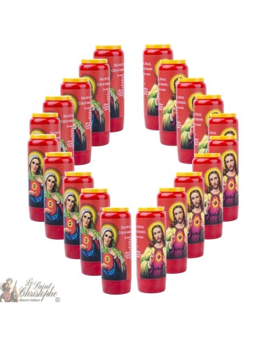 Red Candles Novenas to Hearts of Mary and Jesus - French Prayer