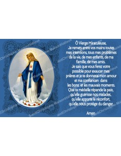 Pegatina francés con la oración – Virgen milagrosa