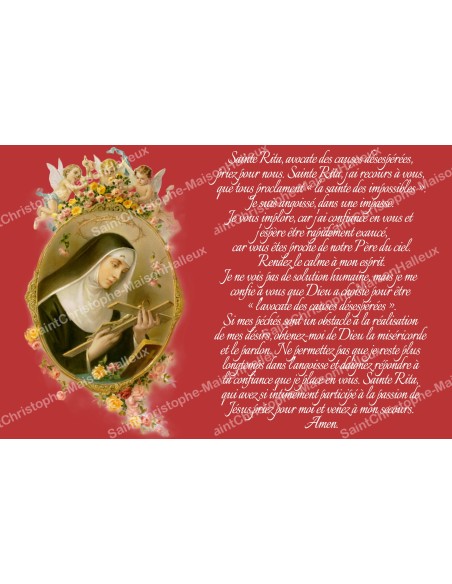Pegatina francés con la oración – Santa Rita