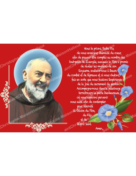 Adesivo francese  con la preghiera - Padre Pio