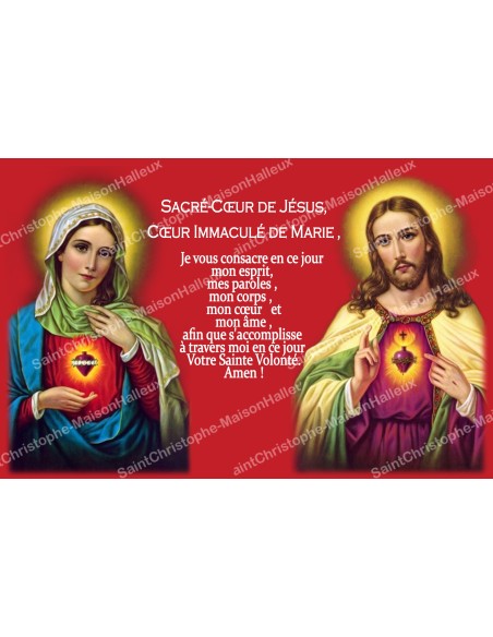 Adesivo francese  con la preghiera - Sacro Cuore di Maria