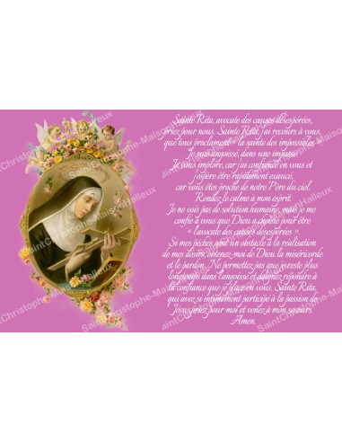 Pegatina francés con la oración – Santa Rita