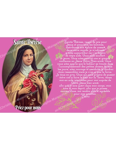 sticker with french  prayer - Saint Theresa