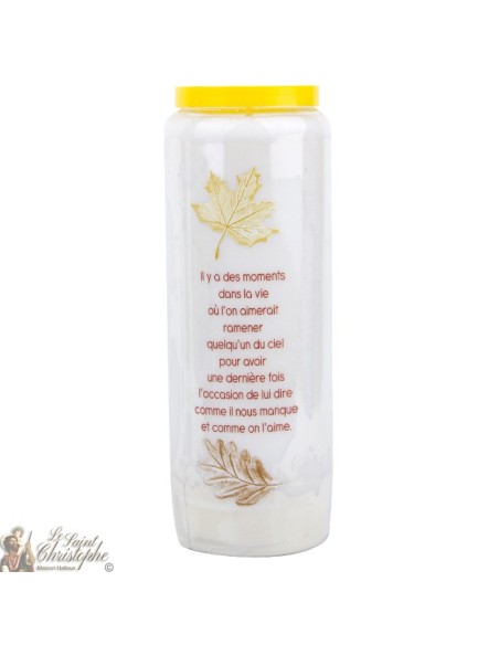 White Neuvaine candles for lost persons - French text