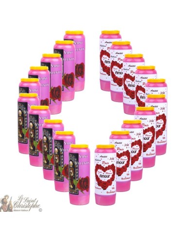 Bougies Neuvaines roses à Saint Valentin - prière français