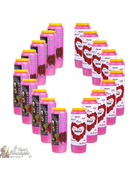 Bougies Neuvaines roses à Saint Valentin - prière français